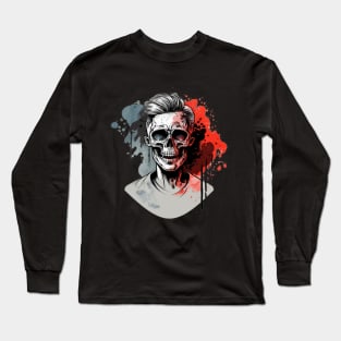 Man's skull colorsplash art Long Sleeve T-Shirt